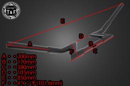 極太Zバーハンドル　4インチ(ブラック)25.4mm