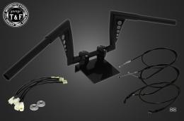 レブル250(2017〜2019年)ABS非搭載モデル　極太バットマンハンドル　8インチ(ブラック)&ワイヤーセット