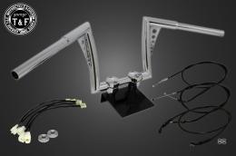 レブル250(2017〜2019年)ABS非搭載モデル　極太バットマンハンドル　10インチ(メッキ)&ワイヤーセット