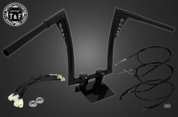 レブル250(2017〜2019年)ABS非搭載モデル　極太バットマンハンドル　14インチ(ブラック)&ワイヤーセット