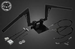 レブル250(2020〜2024年)ABS搭載モデル　極太バットマンハンドル　8インチ(ブラック)&ワイヤーセット