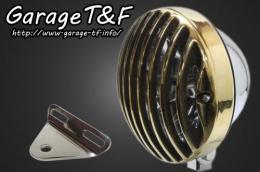 ドラッグスター1100　5.75インチバードゲージヘッドライト(メッキ/真鍮)&ライトステー(タイプA)KIT
